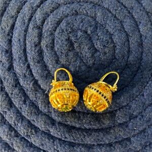 Elegant Gold and Black Beaded Earrings